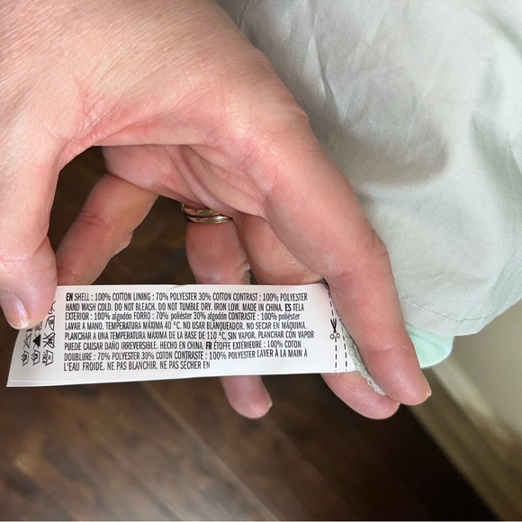 English Factory Lace Detail Mini Dress XS — Sage Poplin - Picture 12 of 15